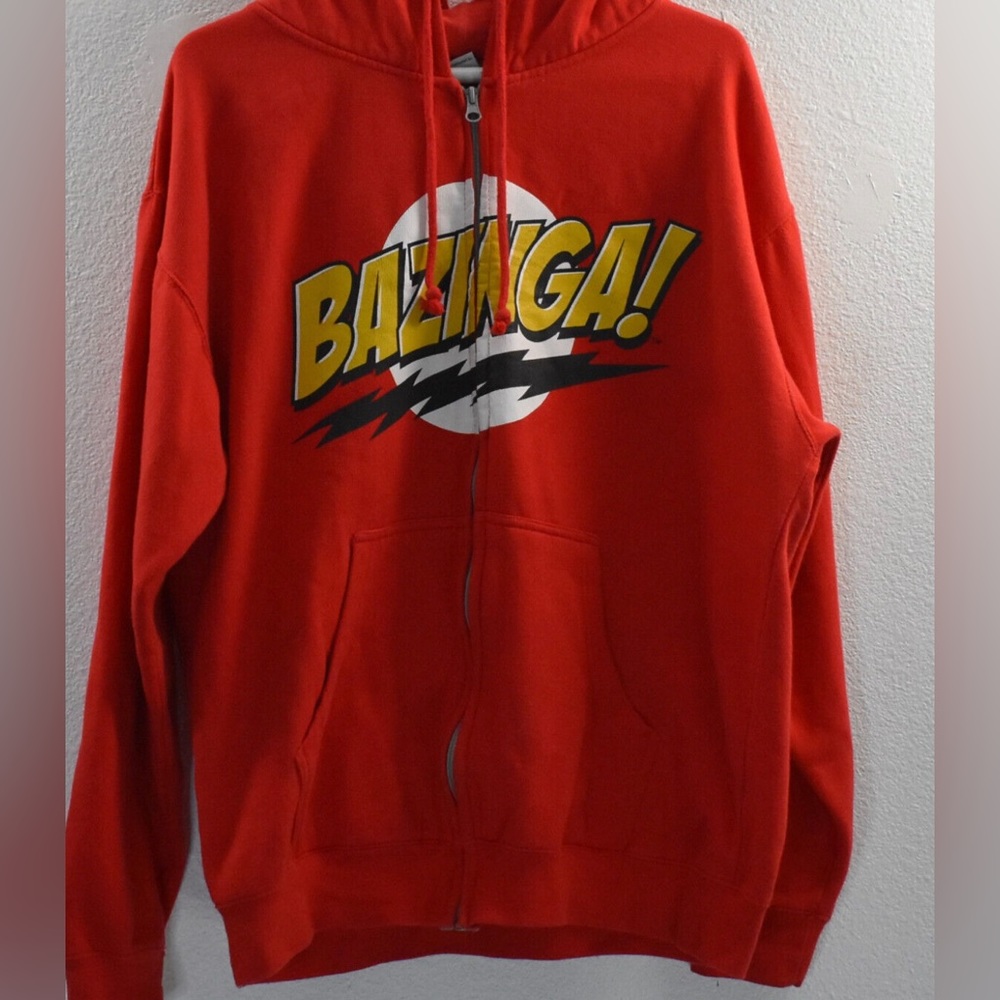 BIG BANG THEORY Red Hooded Sweatshirt Hoodie. Size Large.
